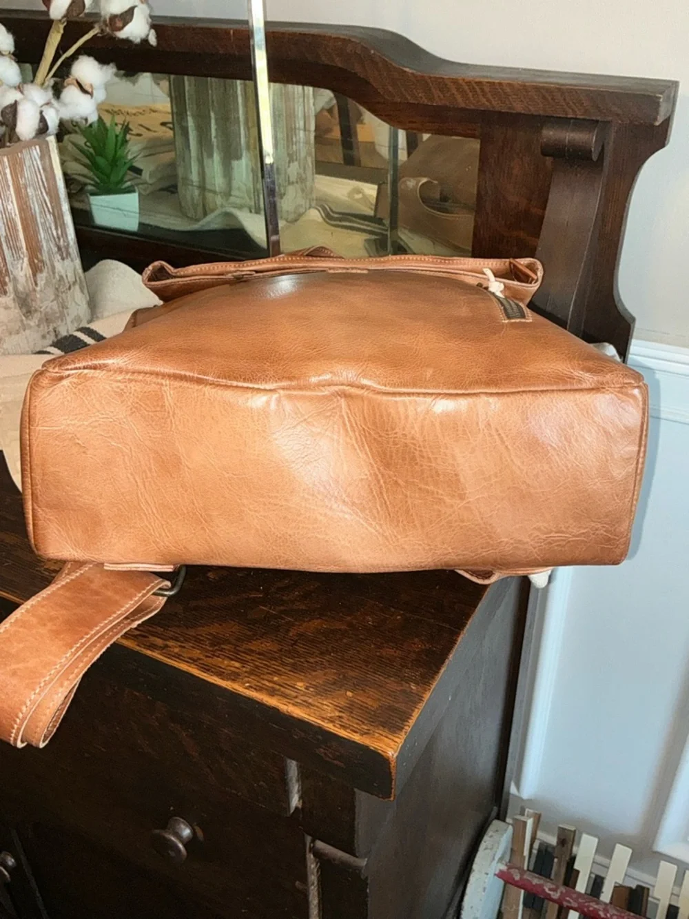 NWT Bed Stu Leather Howie Flapover Leather Backpack Tan Rustic Retail $365